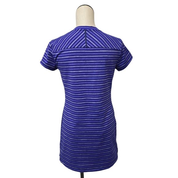 Title Nine Purple Striped Selkie Athletic Tunic Dress Size Small Snap Henley - Picture 7 of 12